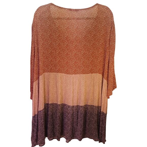 ODDI Color Blocked Tunic Ribbed Flowy Tiered Boho Top Size 2XL Rust Beige Blue - Picture 2 of 8